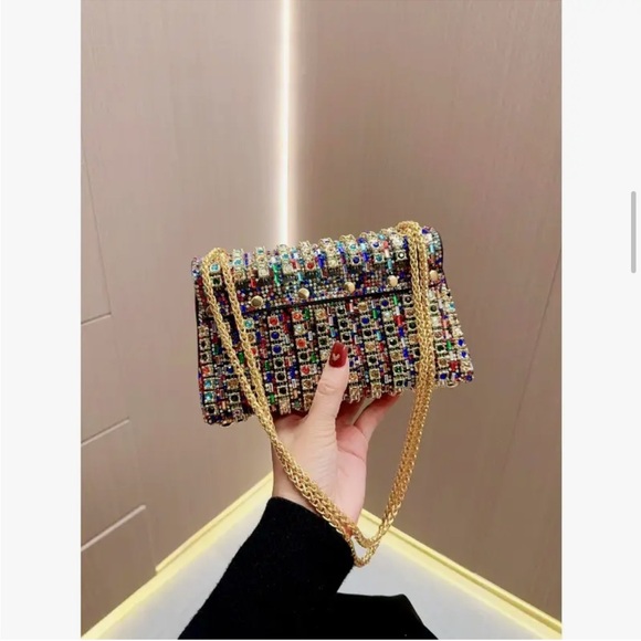 Elegant Unbranded Multicolor Studded Rhinestone Women's Bag - NIP - Picture 6 of 16